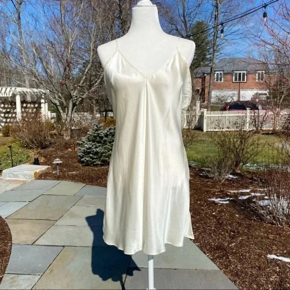 NWT Free People Renata Set 100% Silk Slip Dress Set White Large